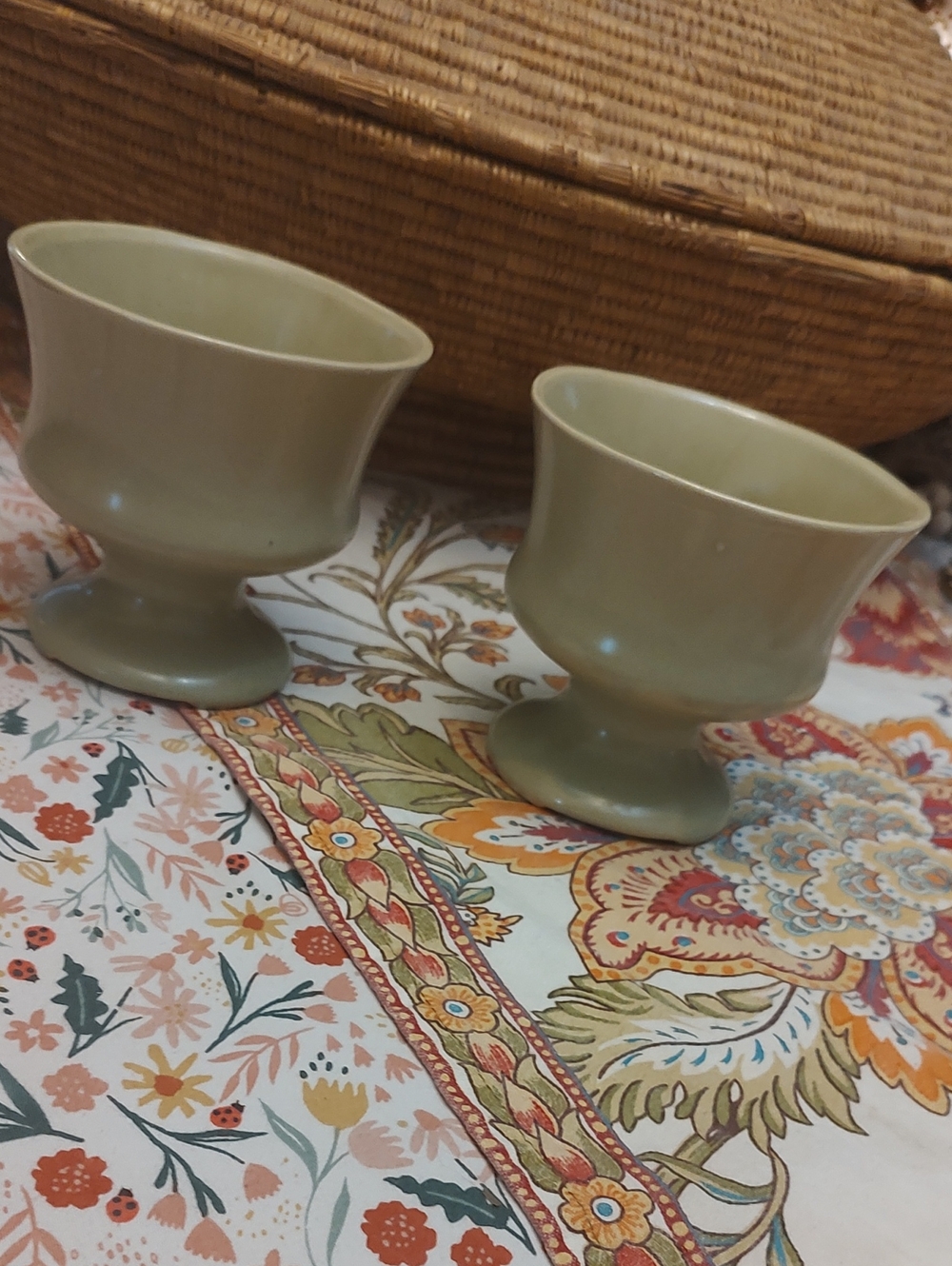Vintage Sage, Olive Green Ceramic Mid Century Planters, Flower Vases